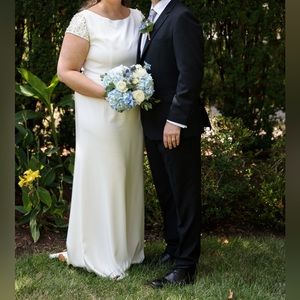 Mac Duggal White Gown- Formal Wedding Prom Evening